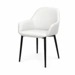 Upholstered Dining Armchair with Tapered Legs — White — product view