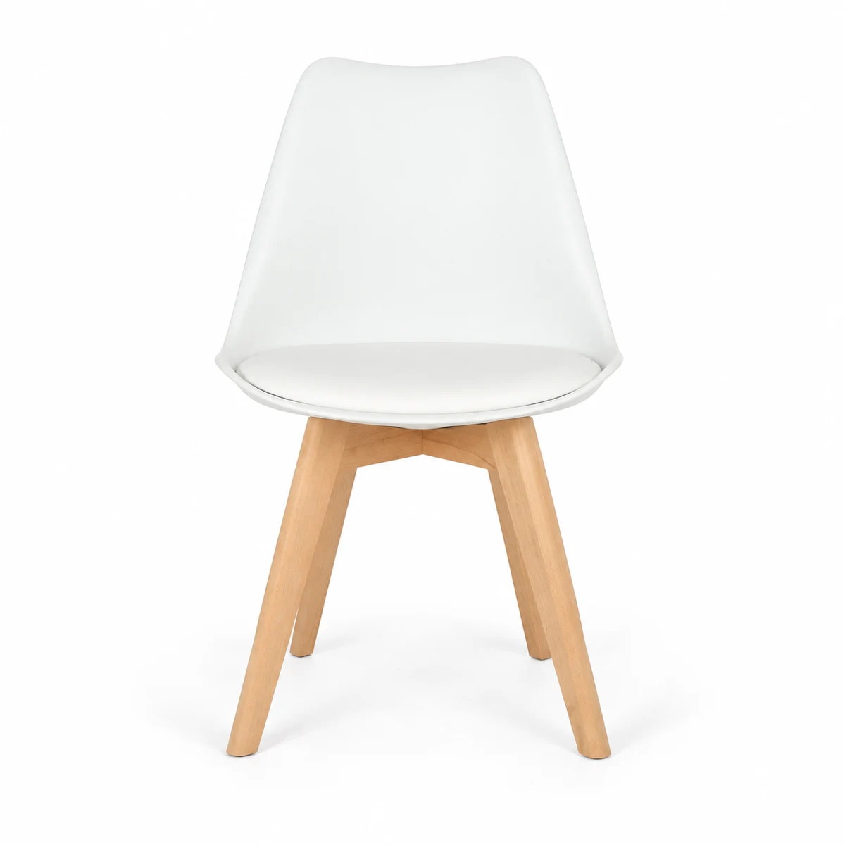 White Dining Chair – Wooden Legs — front view