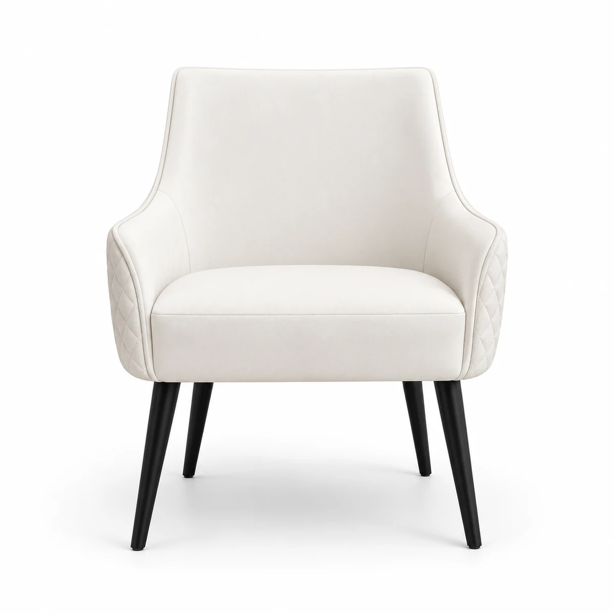 White Quilted Upholstered Accent Chair — front view