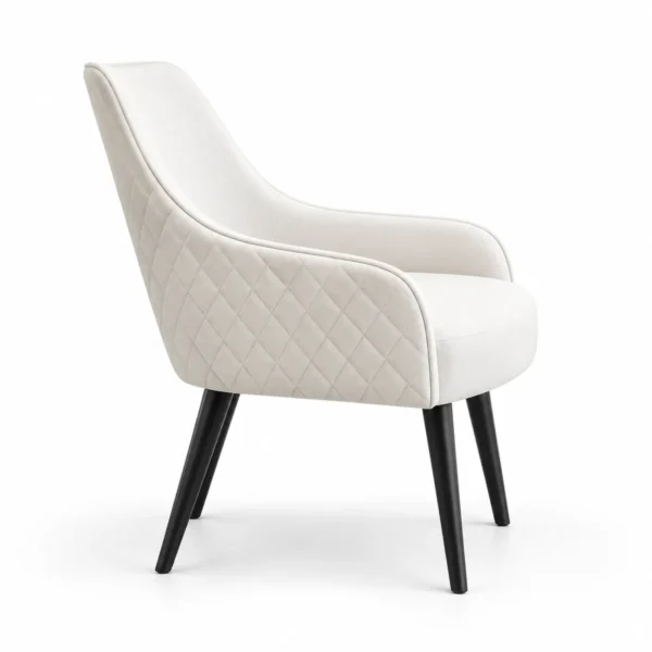 White Quilted Upholstered Accent Chair — side view