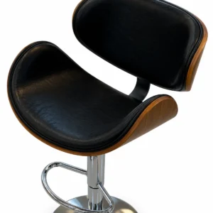 Wood Accent Bar Chair – Black / Chrome — seat detail