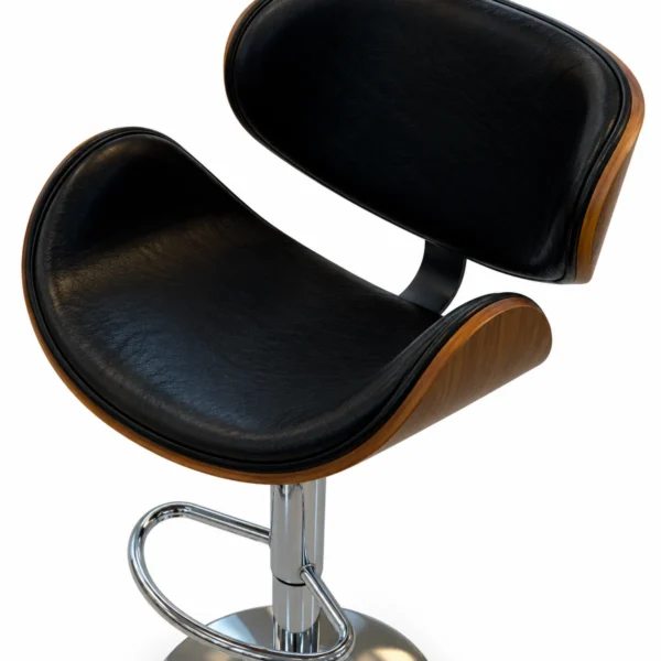 Wood Accent Bar Chair – Black / Chrome — seat detail