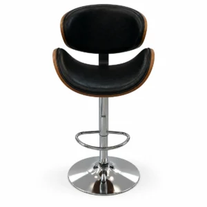 Wood Accent Bar Chair – Black / Chrome — front view