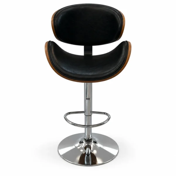 Wood Accent Bar Chair – Black / Chrome — front view