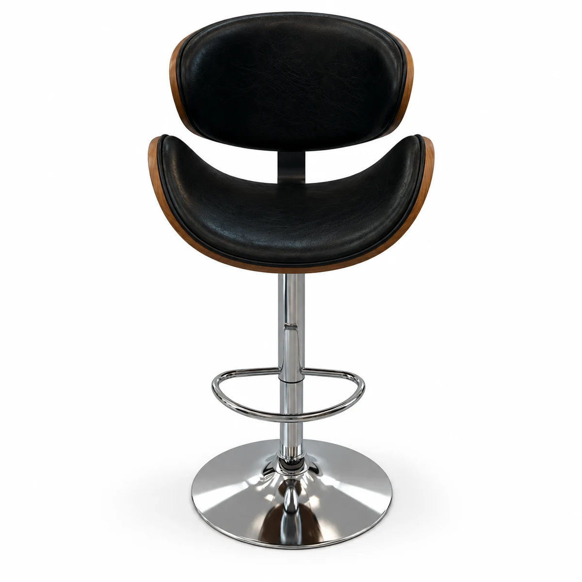 Wood Accent Bar Chair – Black / Chrome — front view