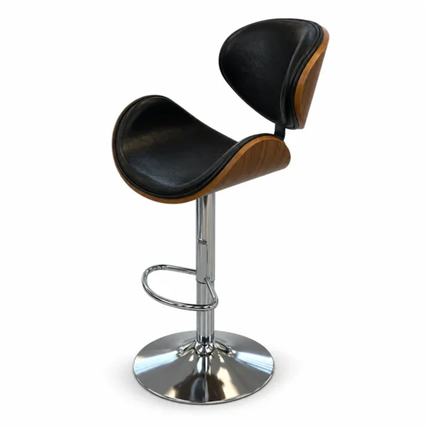Wood Accent Bar Chair – Black / Chrome — side view
