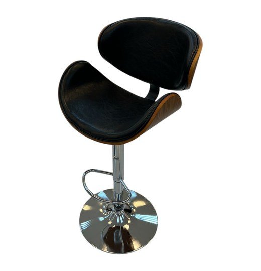 Wood Accent Bar Chair – Black / Chrome — product view Wood Accent Bar Chair – Black / Chrome