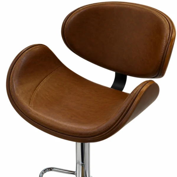 Wood Accent Bar Chair – Brown / Chrome — seat detail