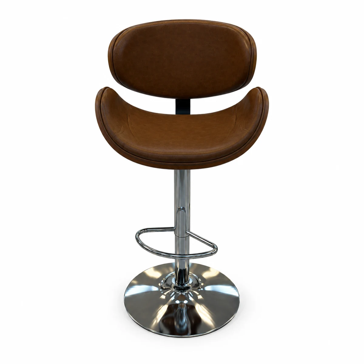 Wood Accent Bar Chair – Brown / Chrome — front view