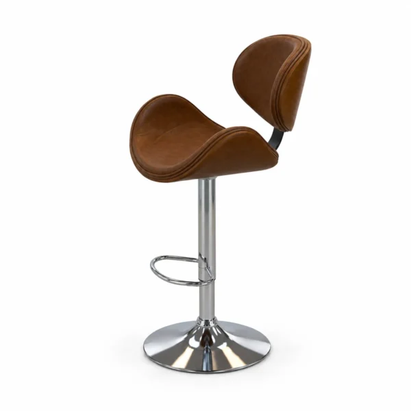 Wood Accent Bar Chair – Brown / Chrome — side view