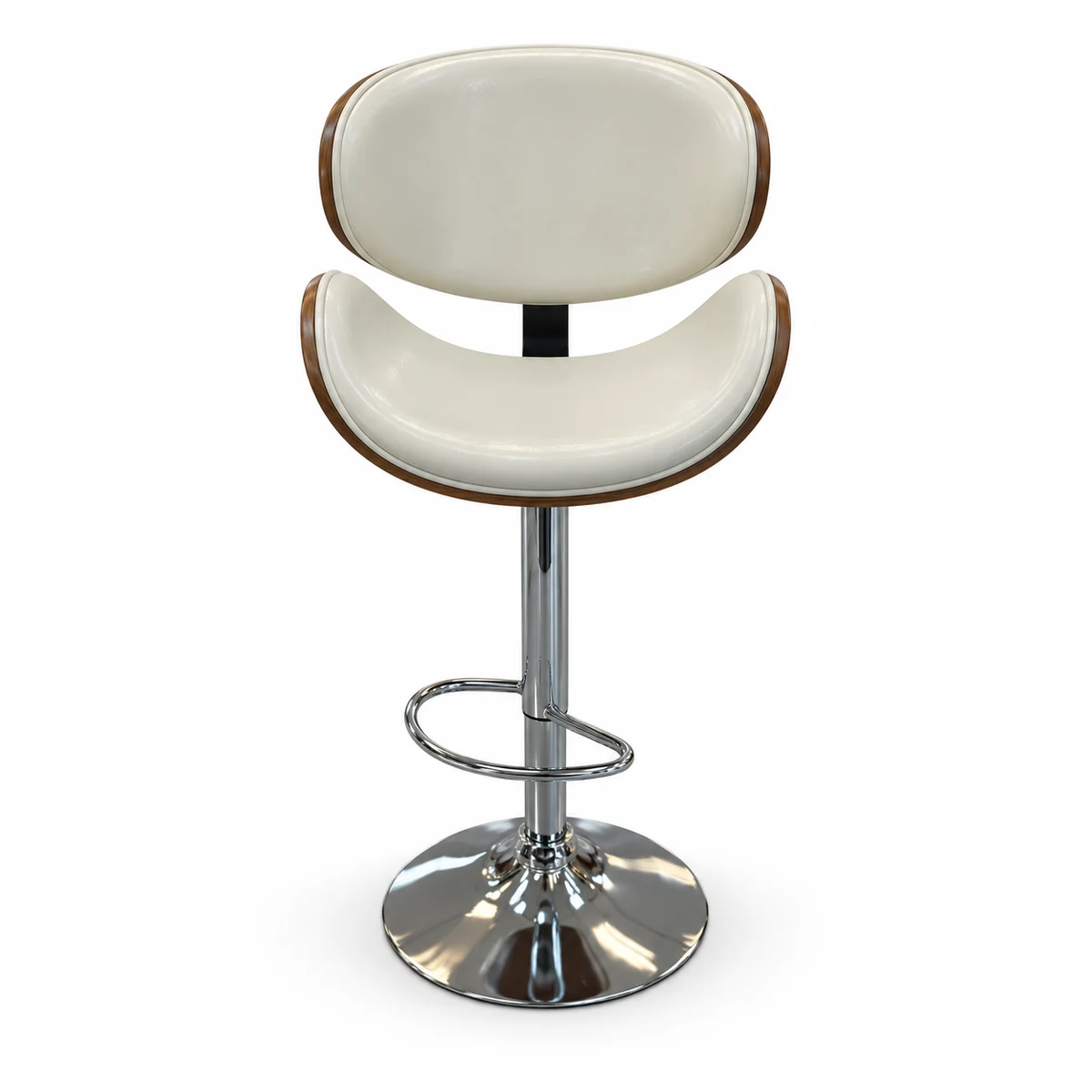 Wood Accent Bar Chair – White / Chrome — front view