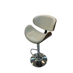 Wood Accent Bar Chair – White / Chrome