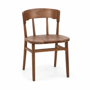 Wooden Dining Chair with Slatted Back — left three quarter