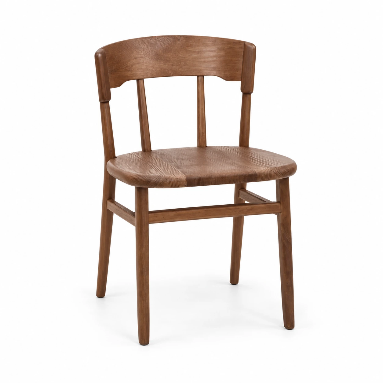 Wooden Dining Chair with Slatted Back — left three quarter