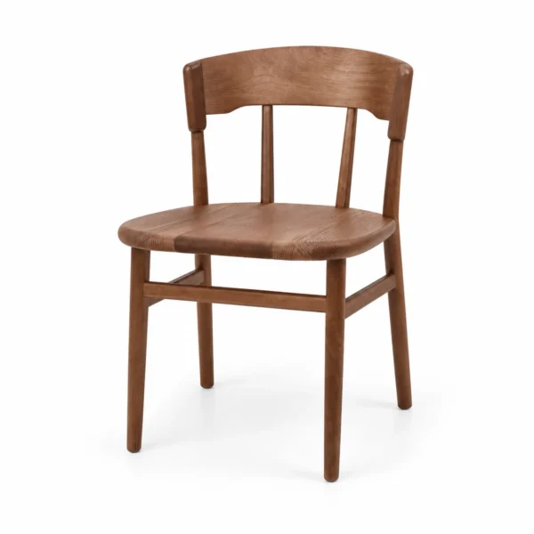 Wooden Dining Chair with Slatted Back — right three quarter