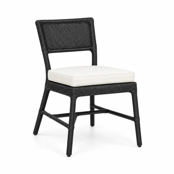 Woven-Back Dining Chair with Padded Seat — Black — opposite three quarter