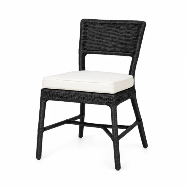 Woven-Back Dining Chair with Padded Seat — Black — product view Woven-Back Dining Chair with Padded Seat — Black