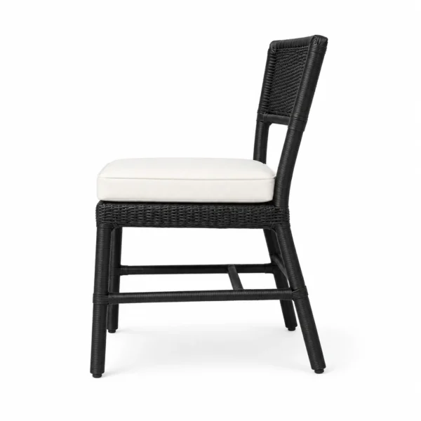 Woven-Back Dining Chair with Padded Seat — Black — side