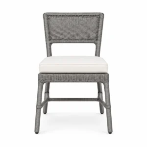 Woven-Back Dining Chair with Padded Seat — Grey — front