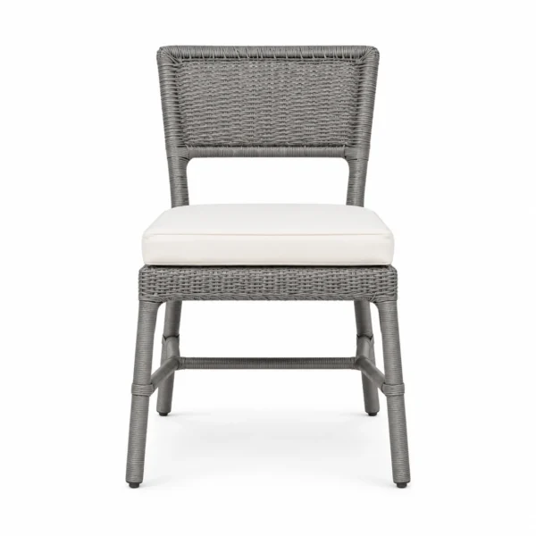 Woven-Back Dining Chair with Padded Seat — Grey — front