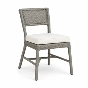 Woven-Back Dining Chair with Padded Seat — Grey — opposite three quarter