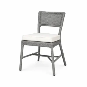 Woven-Back Dining Chair with Padded Seat — Grey