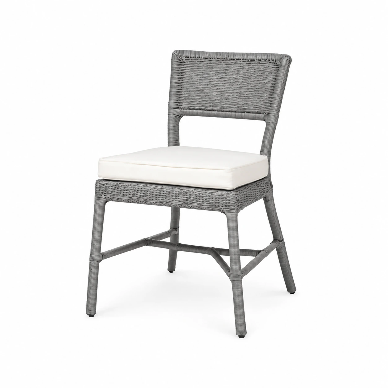 Woven-Back Dining Chair with Padded Seat — Grey — product view