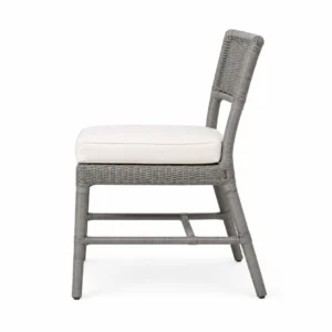 Woven-Back Dining Chair with Padded Seat — Grey — side