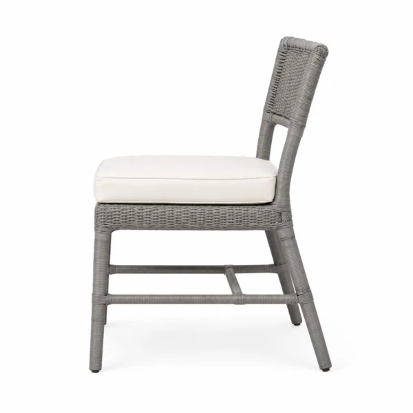 Woven-Back Dining Chair with Padded Seat — Grey — side