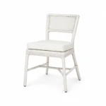 Woven-Back Dining Chair with Padded Seat — White — product view