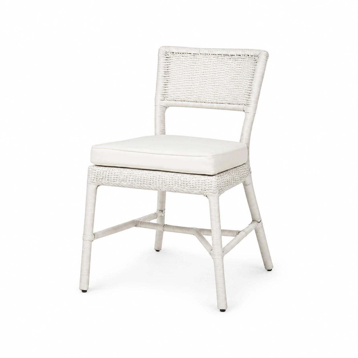 Woven-Back Dining Chair with Padded Seat — White — product view