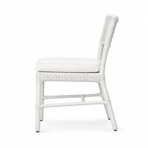 Woven-Back Dining Chair with Padded Seat — White — side