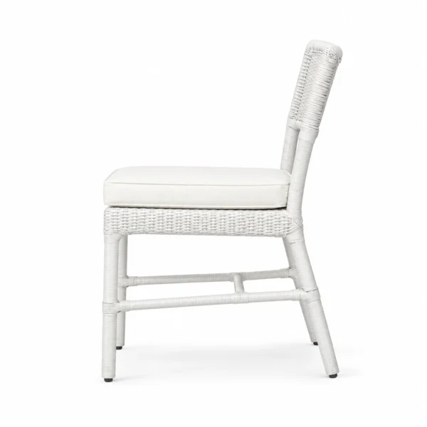Woven-Back Dining Chair with Padded Seat — White — side